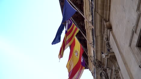 europe union spain and palma flags moving in