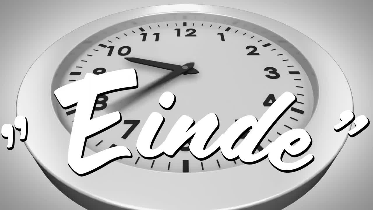 빠르게 움직이는 시계 위의 엔드 텍스트의 애니메이션