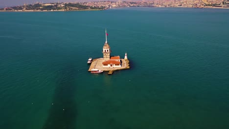 aerial view of maiden's tower also known as leander's tower from istanbul.