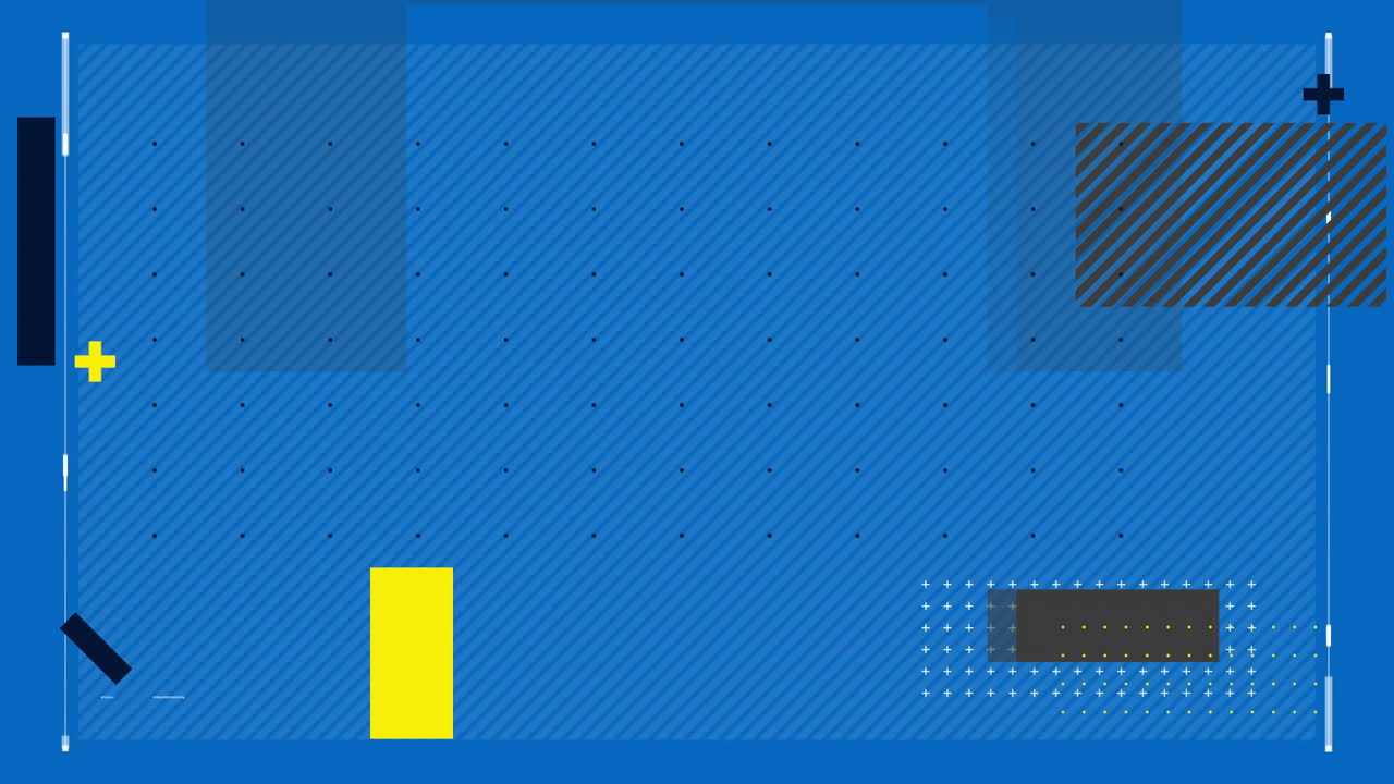 Animation of markers and shapes moving on blue background