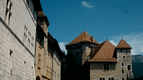 tracking shot on castle in annecy, france