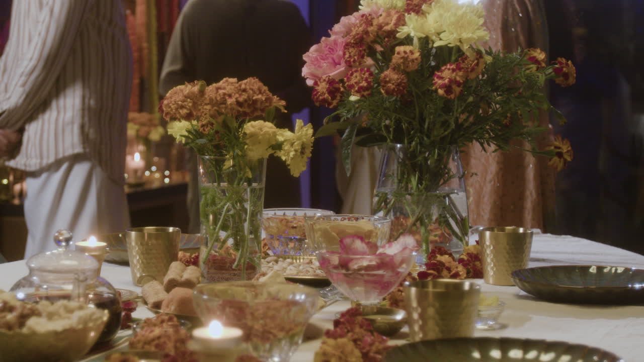 Festive Table Setting with Indian Cuisine