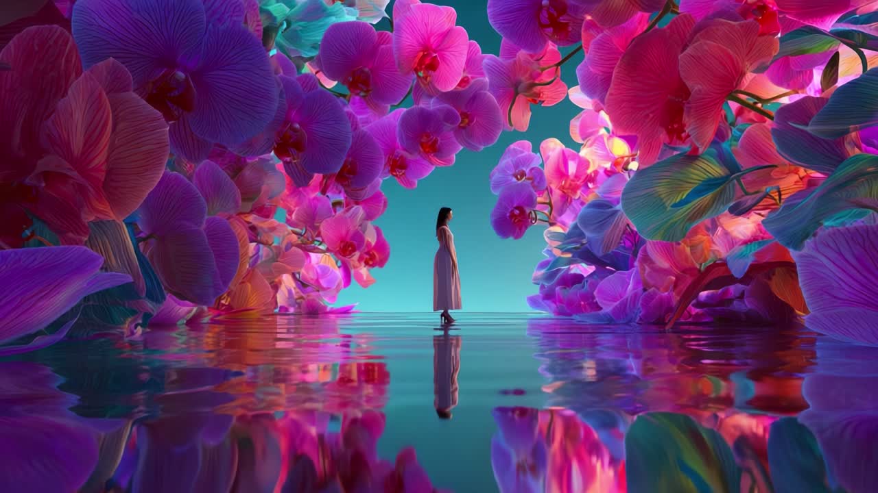 Woman Amidst Orchids
