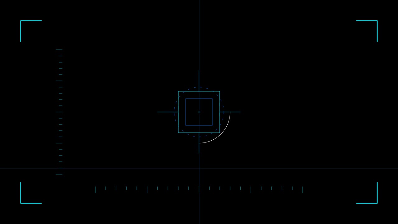 Digital HUD Targeting Reticle Overlay on Black Background