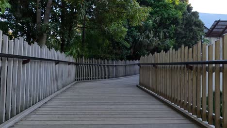 a walk along a wooden bridge