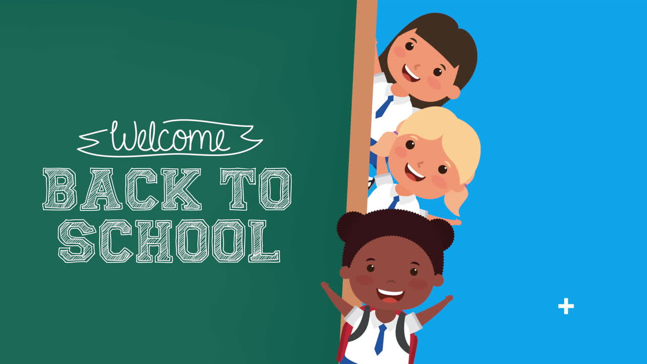 back to school season with kids and chalkboard