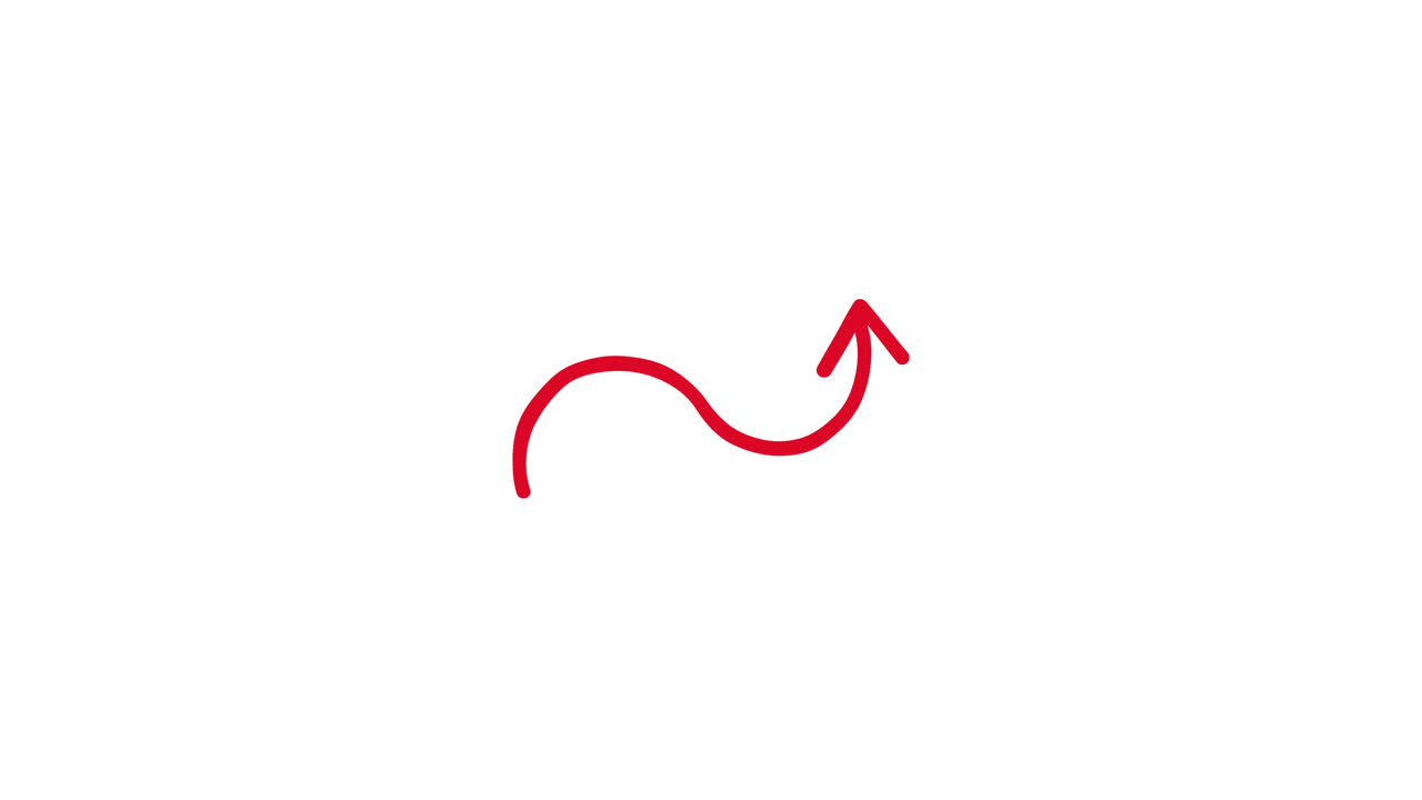 Red Wavy Arrow Drawing Itself on White Background
