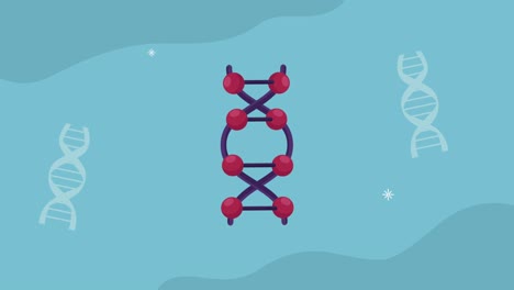 animación del patrón de las moléculas de adn y las partículas