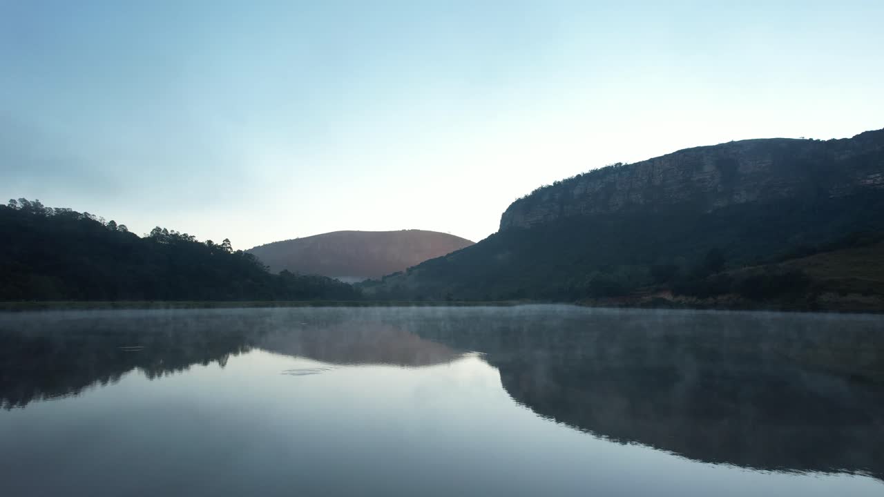 Drone flying low over Lake Elland on the South cost of South Africa.