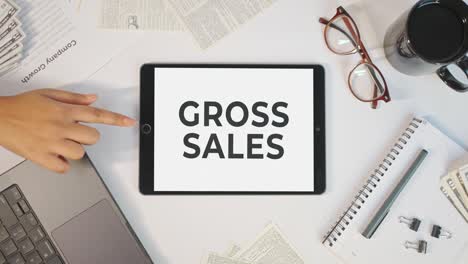 gross sales displaying on a tablet screen