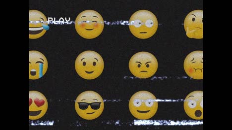 animación de la interfaz de juego en la pantalla con iconos de emoji de las redes sociales