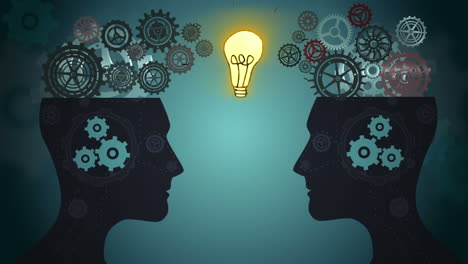 Thoughts appearing with cogs in head