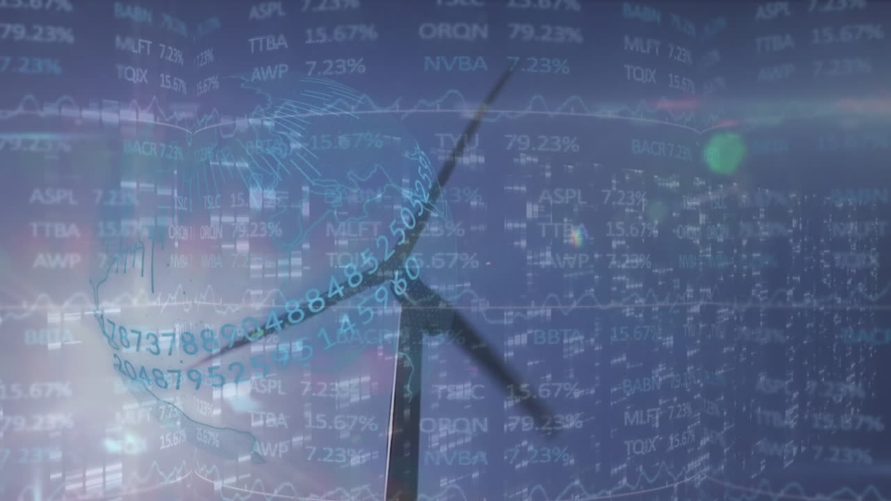 이것은 주식 시장 숫자와 그래프를 가진 주식 시장 디스플레이의 애니메이션입니다.