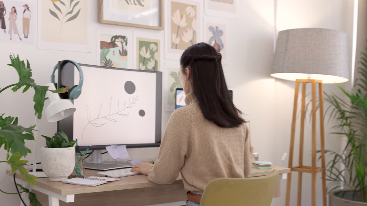 디지털에서 여성, 컴퓨터 및 그래픽 디자이너