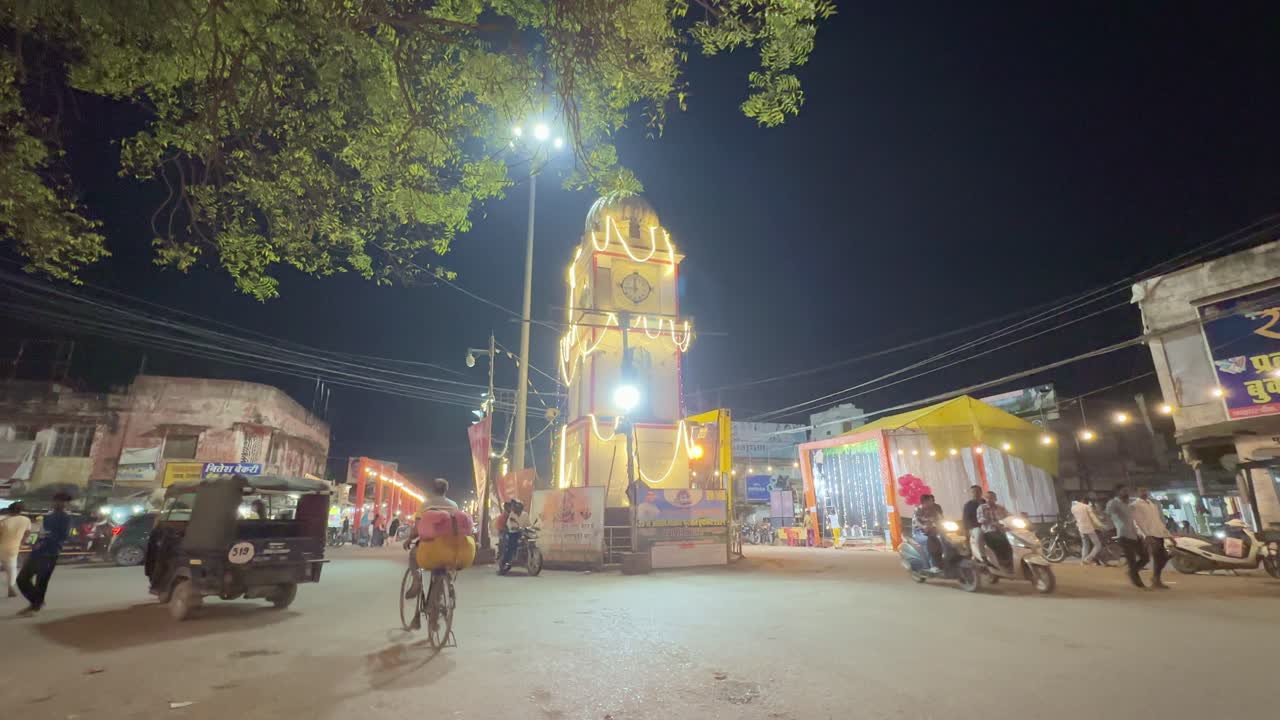 Night Scene at a Clock Tower in an Indian City
