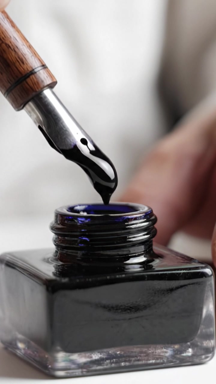 An Artistic Exploration of Fountain Pen Ink Usage and Aesthetic Presentation in Two Sequential Frames Highlighting the Craft of Writing