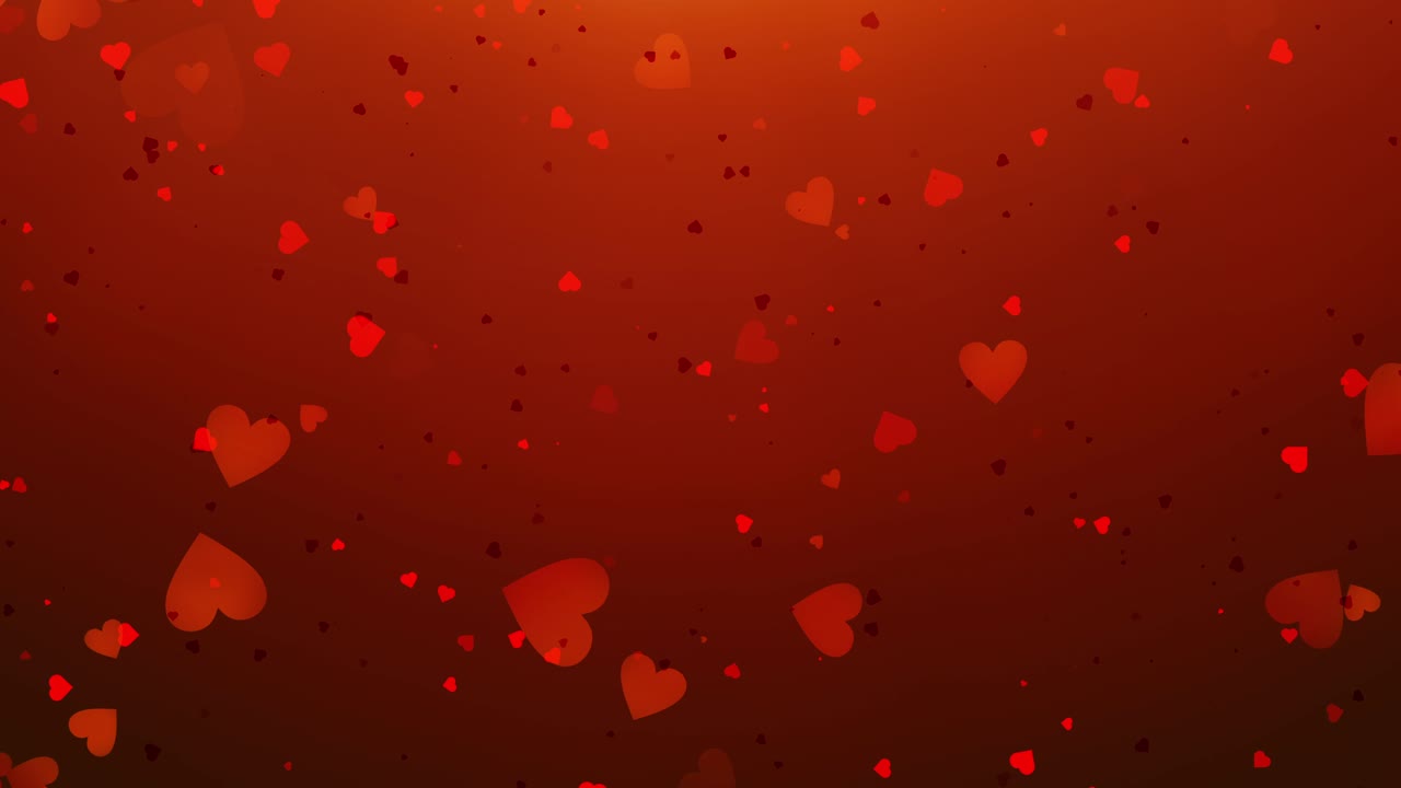 Floating and Falling Red Hearts - Loopable Romantic Background and a Soft Glowing Atmosphere for Valentine’s Day, Charming and Affectionate Wedding Backdrop