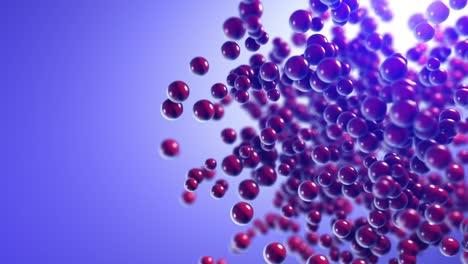 abstractas esferas rojas brillantes que giran lentamente. copia el espacio con profundidad de campo