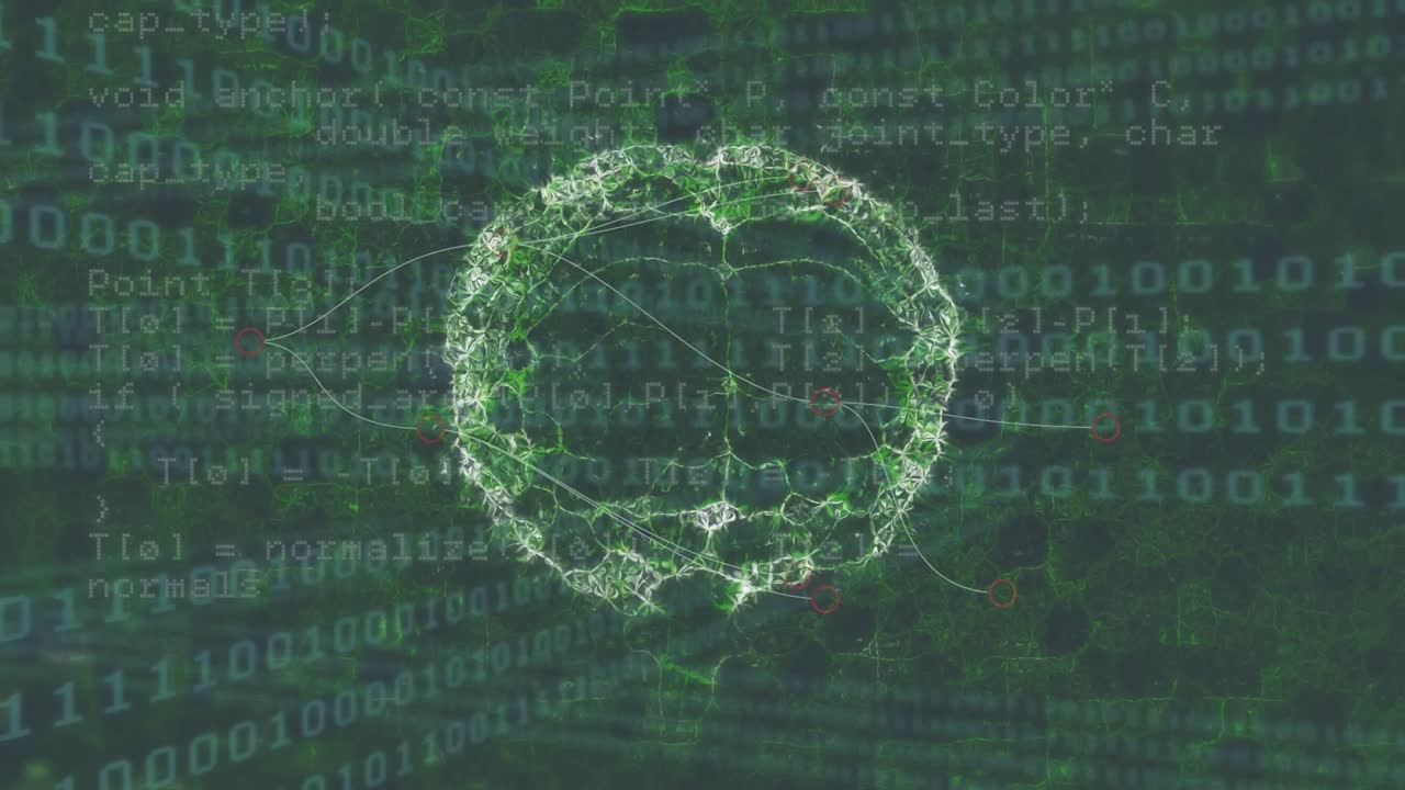 Animation of data processing over brain