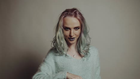 portrait of a beautiful girl with dyed hair,. beauty fashion model girl with colorful dyed hair. colourful long hair.