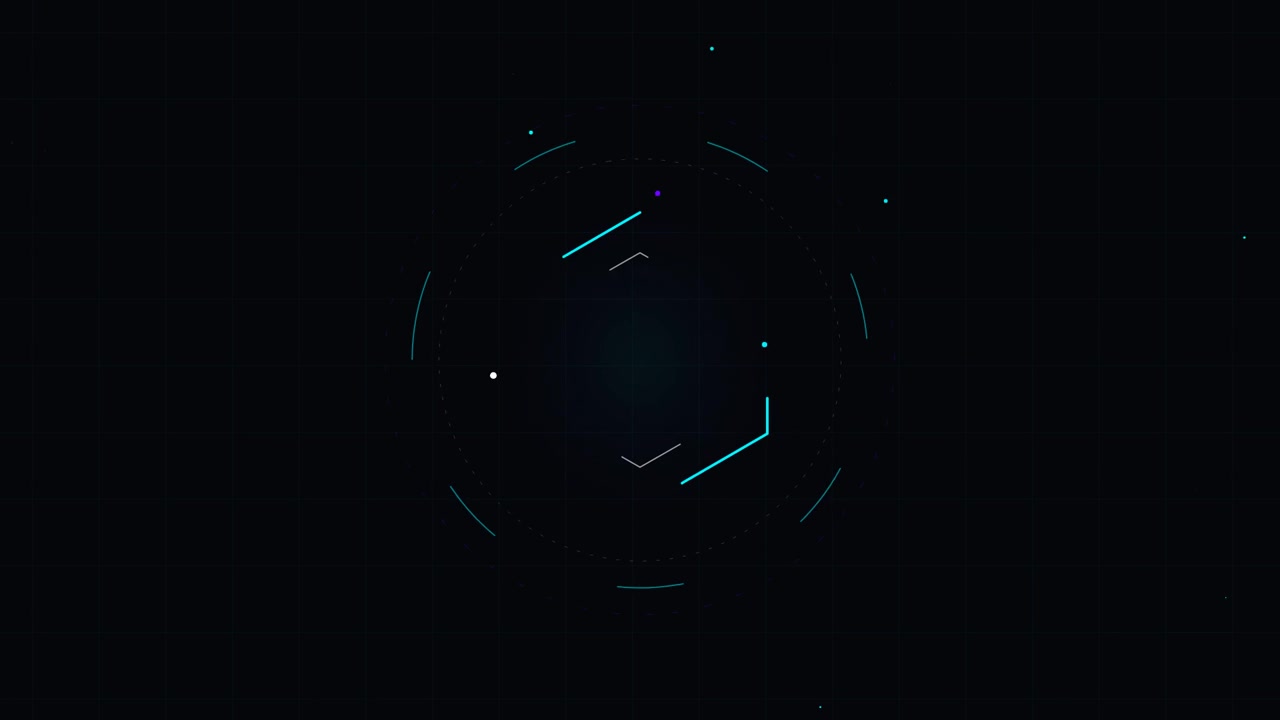 Abstract Digital HUD Interface Rotating on Dark Background