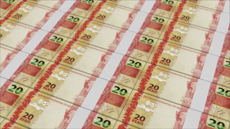 20 brazilian real banknotes printing by a money press