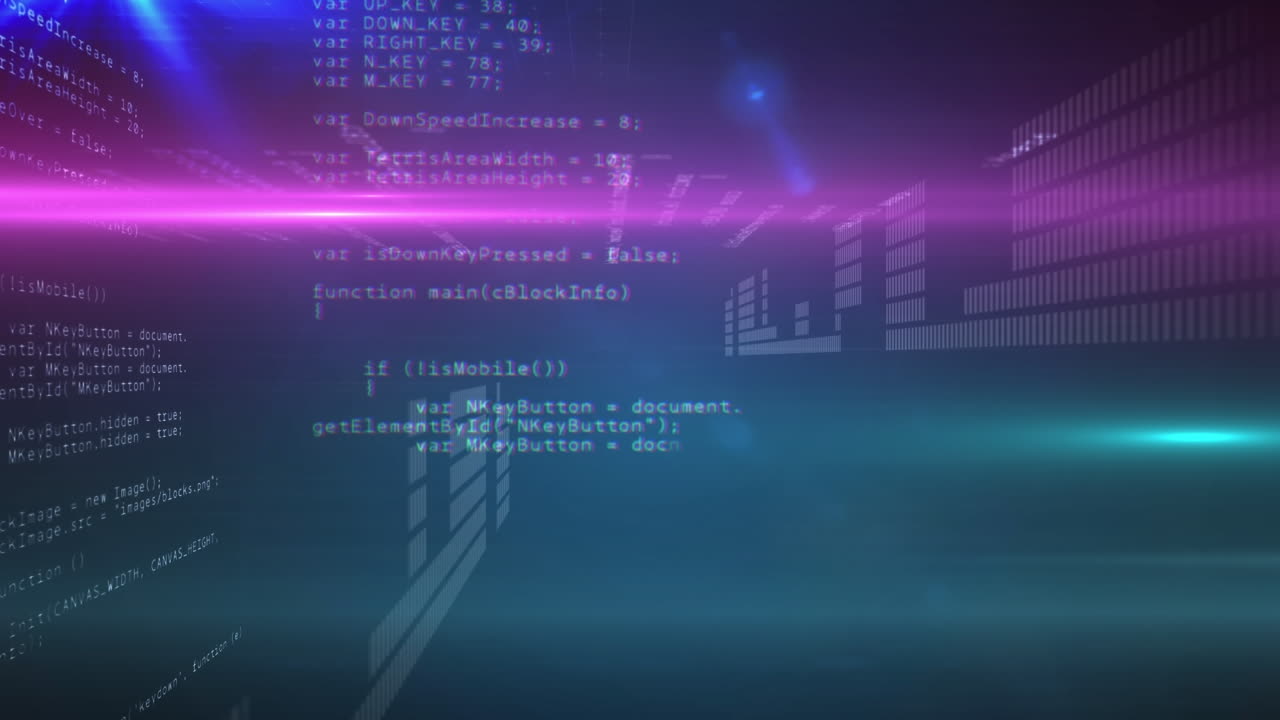 animación del procesamiento de datos digitales sobre un fondo azul