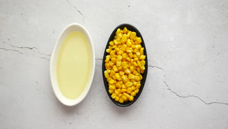 corn kernels and oil