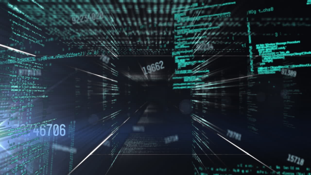 Animation of data processing over light trails