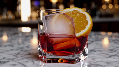 negroni cocktail at a bar