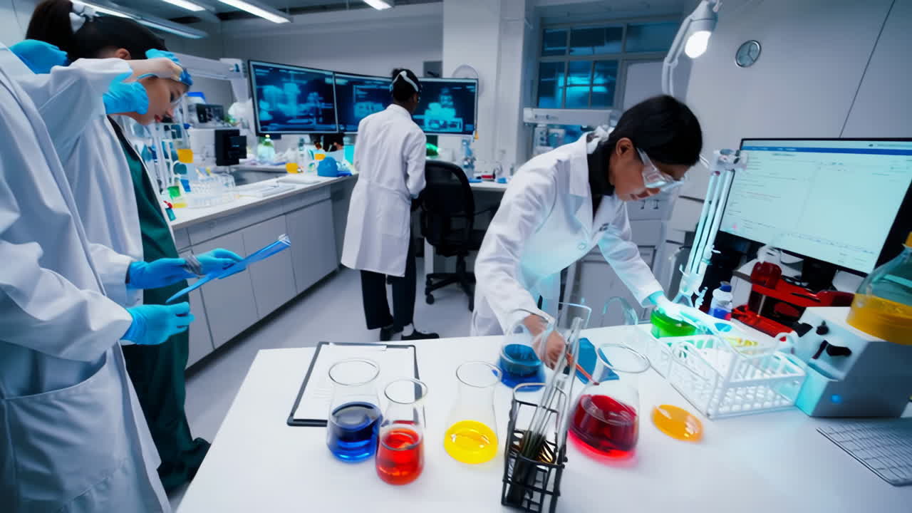 científicos que trabajan en un laboratorio moderno