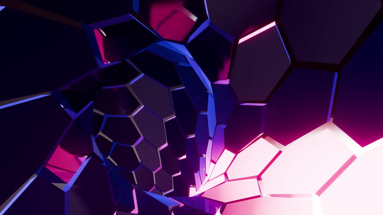 Glowing geometric design with shinny multicolored revolving patten, 3d loop