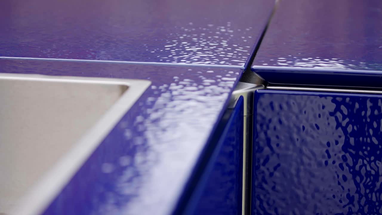 야외 주방 표면, 아름다운 여름 날