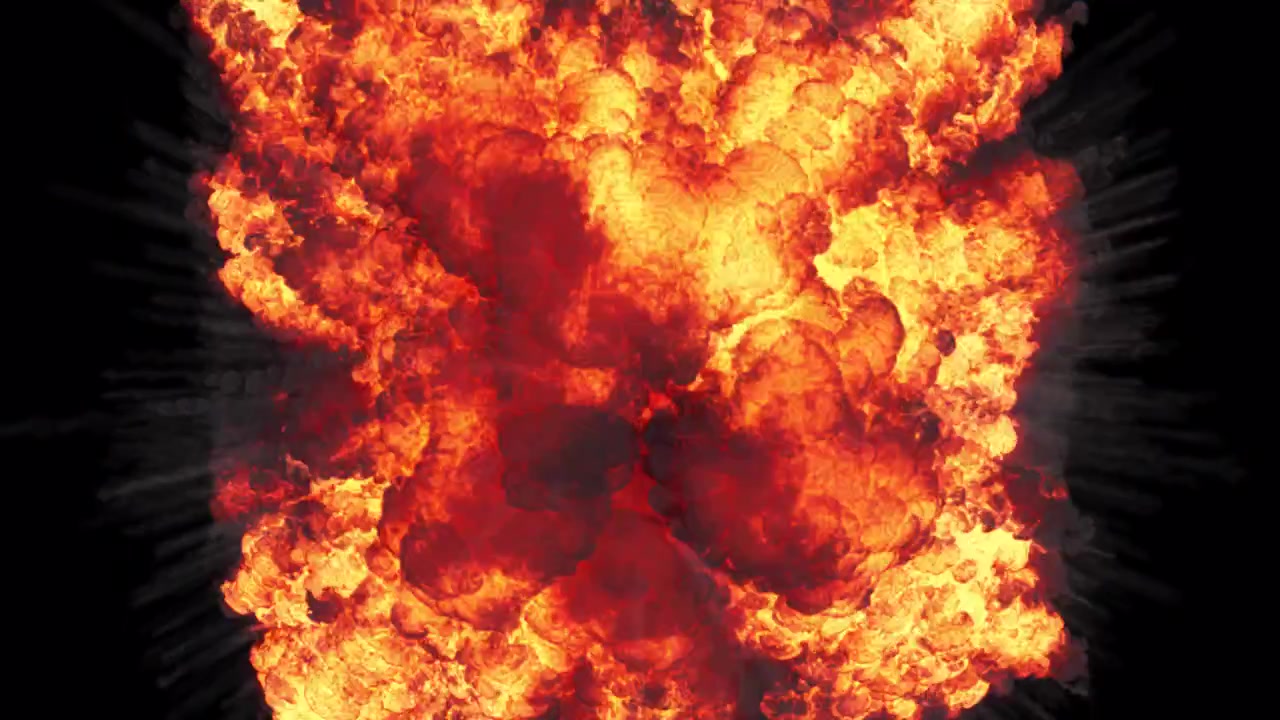 Massive fiery explosion burst on transparent background