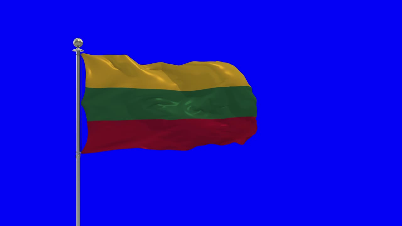 lituania ilustración 3d de la bandera ondeando en un poste con croma