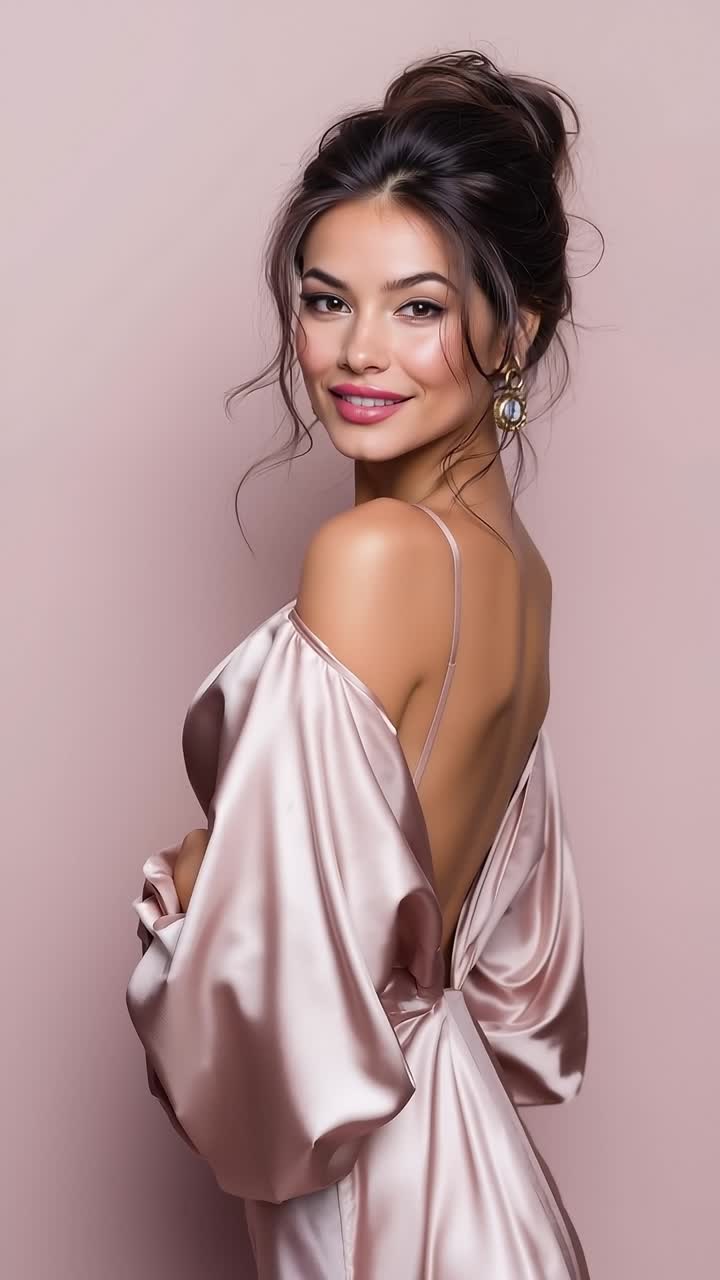 A woman in a pink dress with a backless top