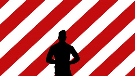 animación de la silueta de un hombre sobre la bandera estadounidense
