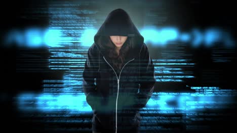 Digital-animation-of-hacker-standing-with-hands-in-pocket-4k