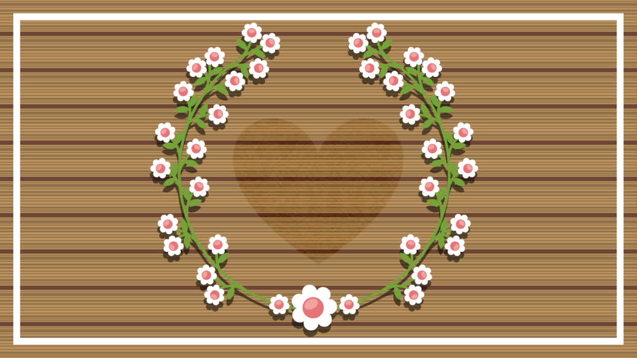 꽃 왕관 애니메이션과 함께 발렌타인 카드