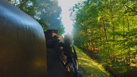 Moving-steam-locomotive-with-steam-and-smoke