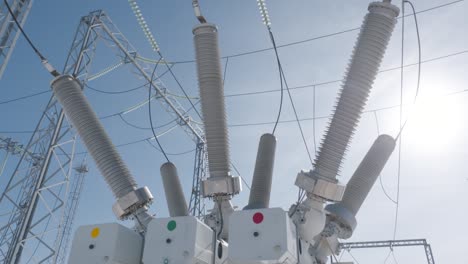 high-voltage substation equipment under clear sky