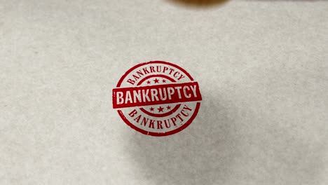 sello de bancarrota y animación de bucle de estampado