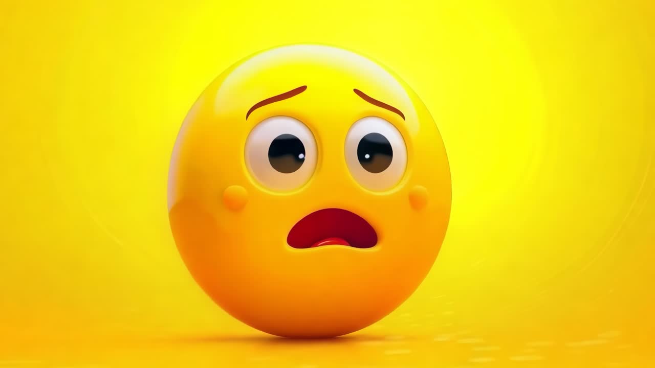 una cara sonriente amarilla con una expresión sorprendida en un fondo amarillo