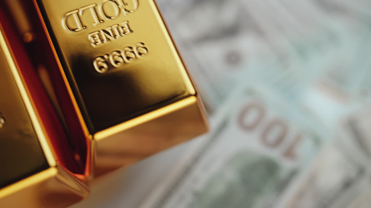 Gold bars and money