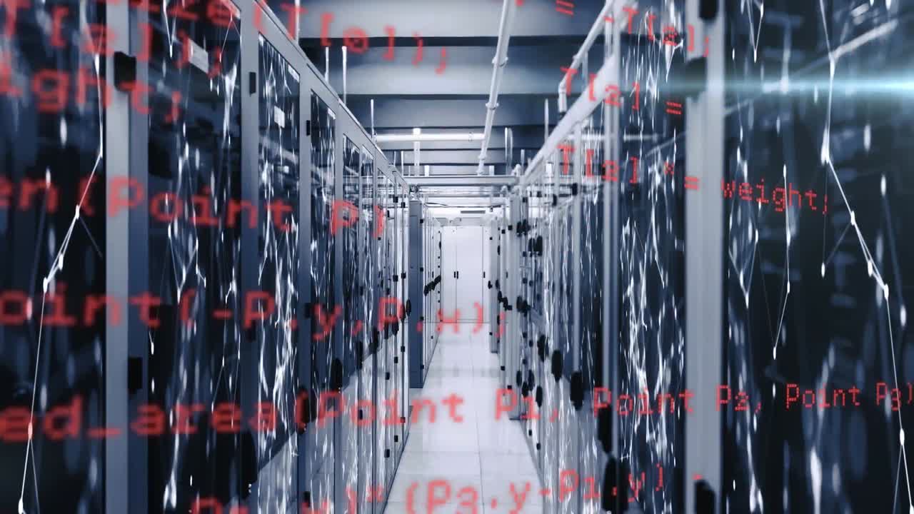 Animation of data processing over server room