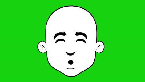 loop animation of the face of a cartoon bald man sleeping, drawn in black and white