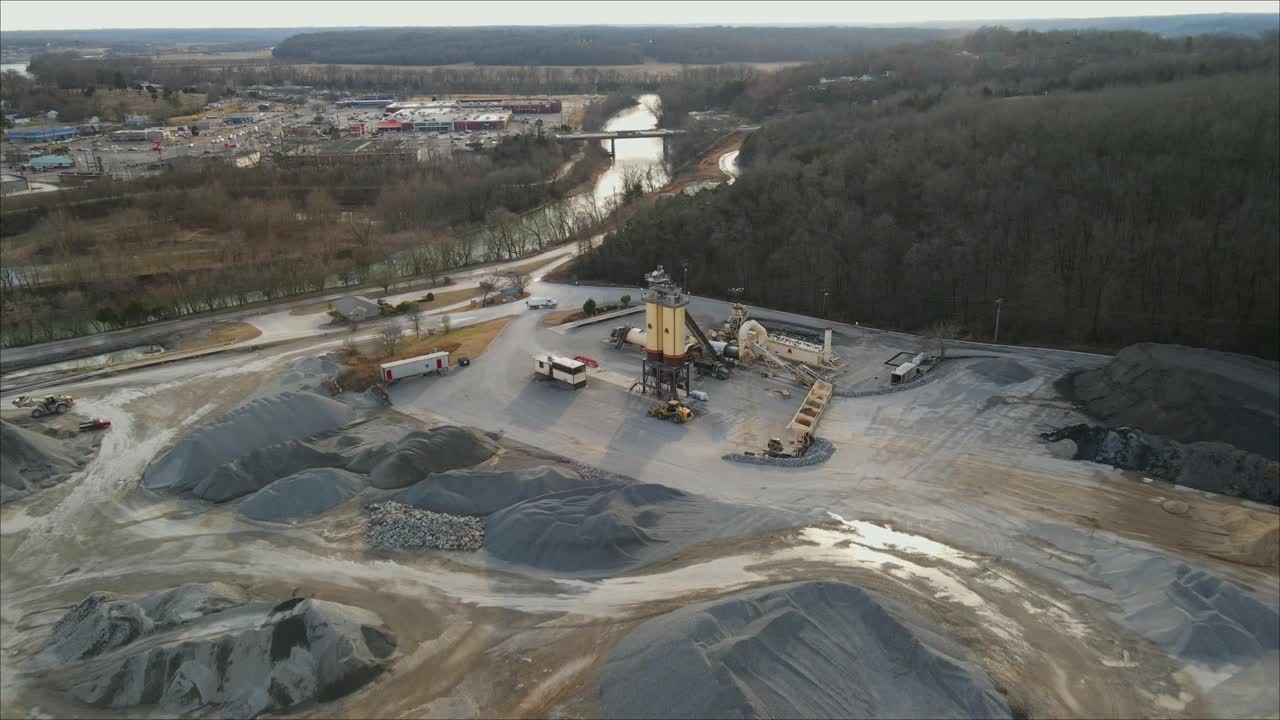 4k aerial footage of rock quarry in clarksville tennessee