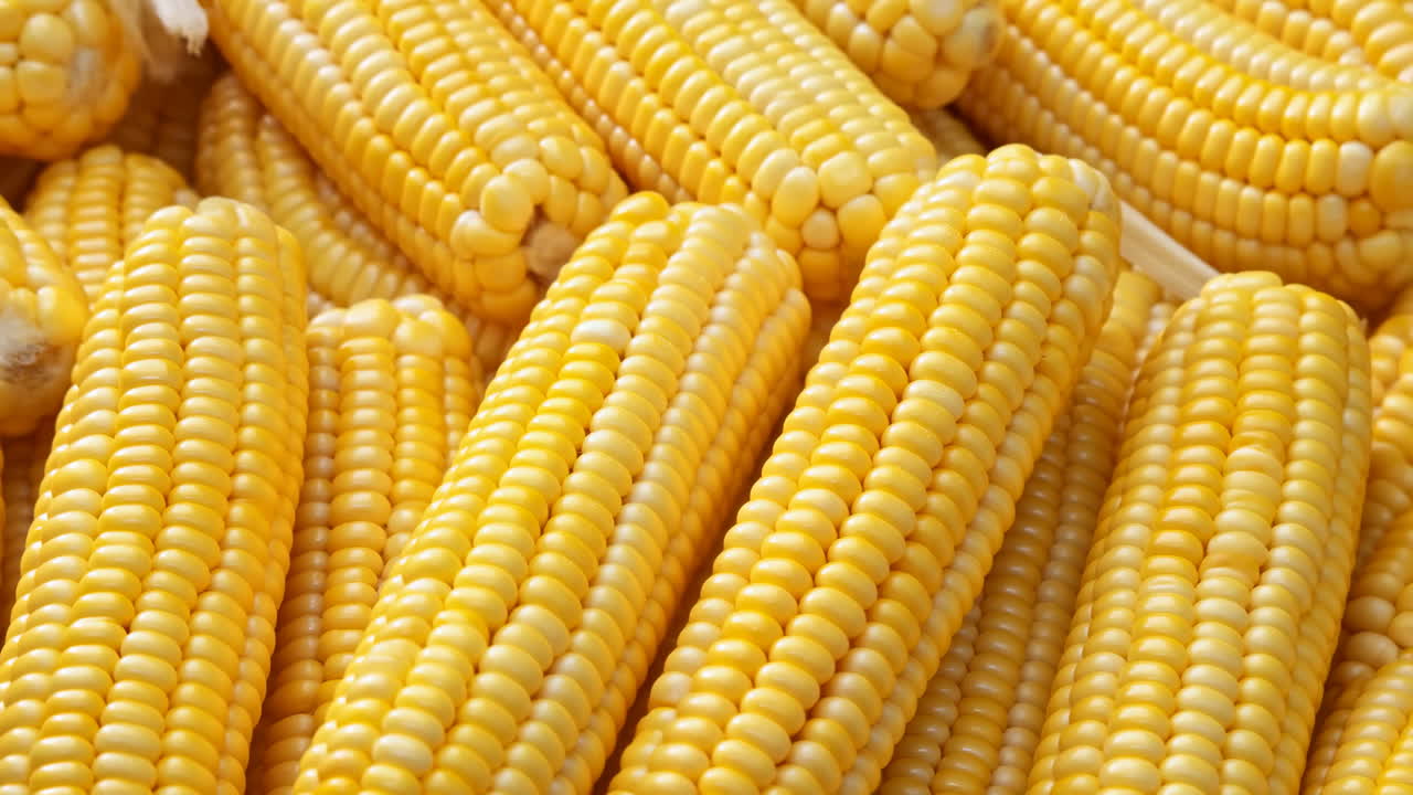 Close Up of Fresh Ripe Yellow Corn Cobs