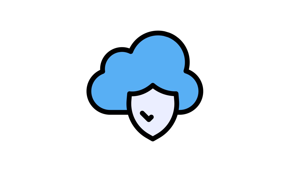 Animated Cloud Security Icon with Protection and Breach