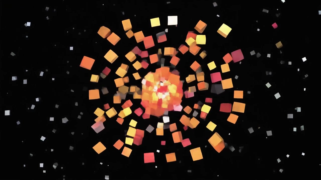 Abstract 3D Animation of Expanding Colorful Geometric Cubes
